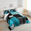 jejeloiu Abstract Turquoise and Black Bedding Set King Size, Grunge