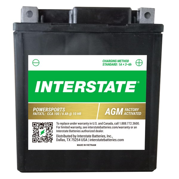 Interstate Batteries YTX7L 12V 6Ah Powersports Battery 100CCA Factory Activated