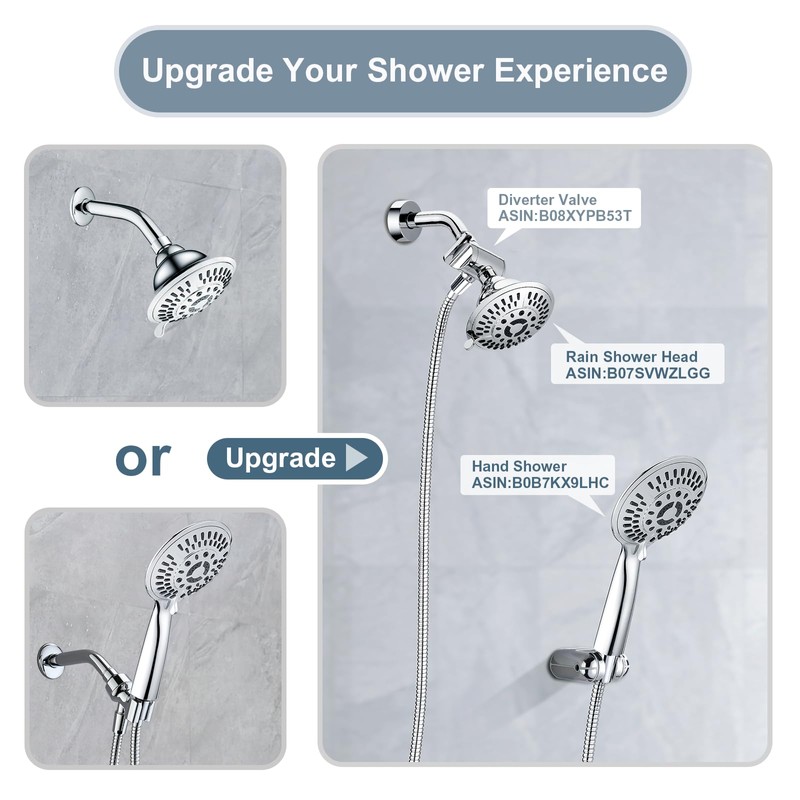 BRIGHT SHOWERS Shower Head Holder Wall Mount, Adjustable Handheld Shower