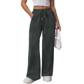 Litherday Pantaloni Donna Cotone Lunghi Comodi con Tasche Vita Elastica per Casa Relax Yoga Tempo Libero Primavera Estate Grigio Scuro S