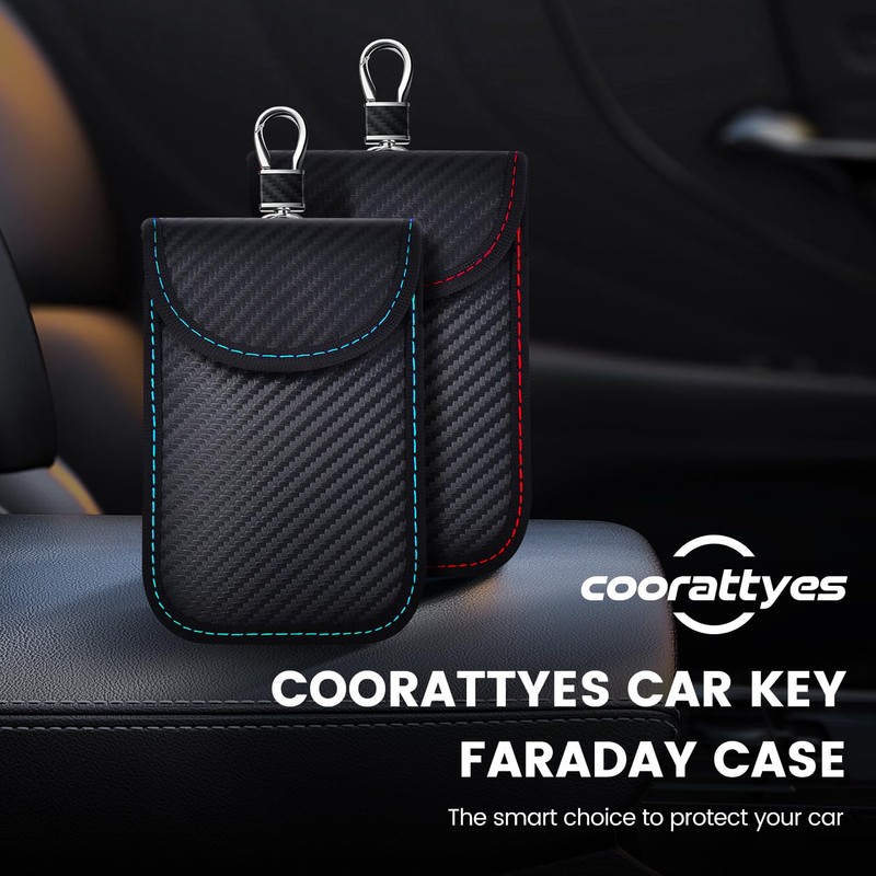 Coorattyes 2024 Faraday Bag Key Protector, 2 Pack Signal Blocking