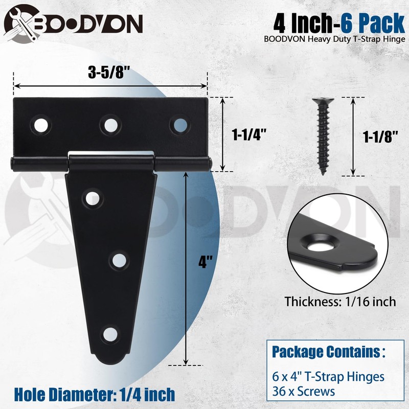 BOODVON Heavy Duty T Hinge Tee Hinge T Strap Hinge