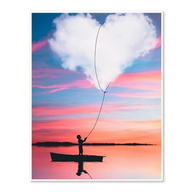 DCIDBEI 30 x 40 cm Diamond Painting Heart Cloud for Adults, Diamond Painting 5D Love, Bedroom Office Wall Decoration / Gift Birthday Party / Mosaic Crafts - Children in Canoe