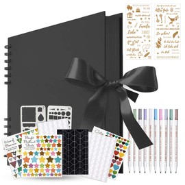 Kaszoo Photo album for self-design, DIY, 80 black pages, can be used as a graduation gift, birthday gift, wedding anniversary gift etc.