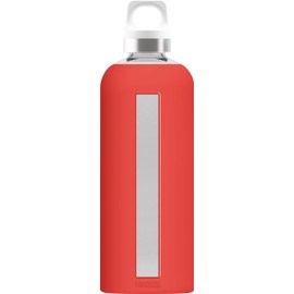 Sigg Star Glass Water Bottle with Silicone, Scarlet, 0.85 Litre
