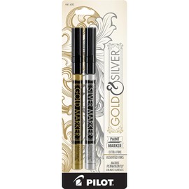 Pilot Super Color Set de 2 Marcadores de Pintura Permanente, Multicolor (Gold/Silver), Punta Extra Fina