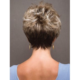 Drew Wig Color Creamy Blonde - Noriko Wigs 3.4" Short Point-Cut Layers Edgy Pixie Cut Synthetic Average Cap Bundle MaxWigs Hairloss Booklet