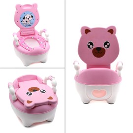 SMT- Baby Kids Portable Green Bear Portable Potty Training Toilet Seat With Pad Toddler Lovely Toilet Comfortable Soft Seat Stool Chair [P/N: ET-BABY003-PINK]