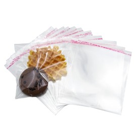 Wuyituart 200 Pcs 5x5 Inches Clear Self Sealing Cellophane Bags Cookie Square Snack Plastic Bags with Seal