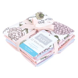 Hudson Baby Unisex Baby Flannel Cotton Washcloths, Vintage Blossom 12 Pack, One Size