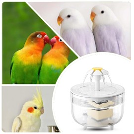 Bird Bath for Indoor Parrots Parrot Bird Bathtub Circulating Filter Fountain Cage Birdbath for Canary, Love Bird, Goldfinch Parrot Small Medium Feathered Pet (Transparent + White, S)