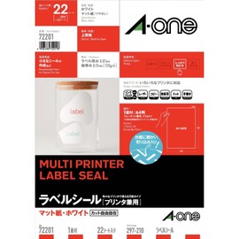 A-One 72201 Label Stickers, A4, No Cut, Easy to Peel, 22 Sheets
