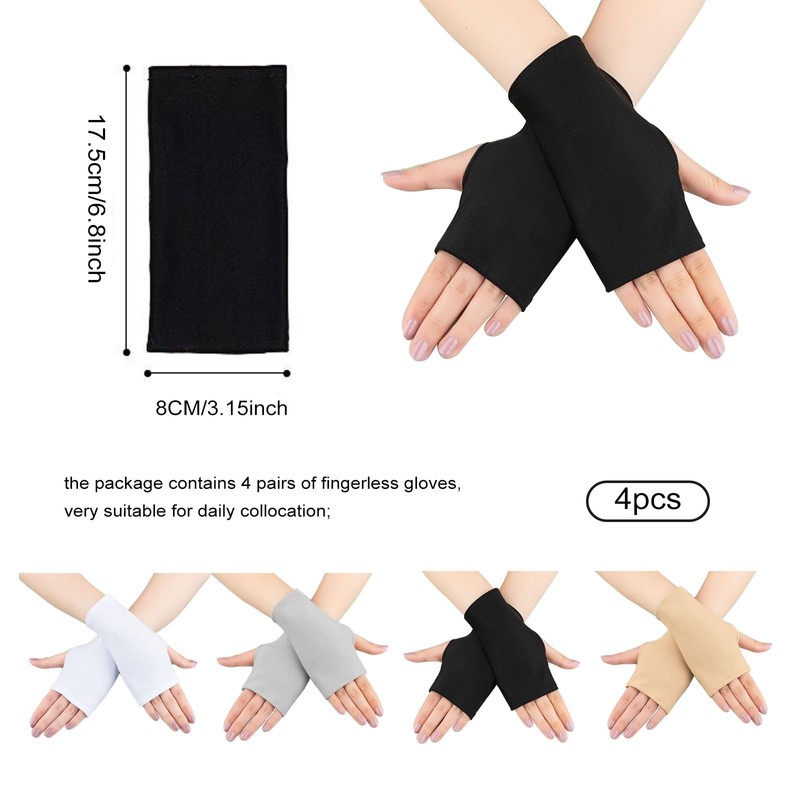 KAYEF 4 Pairs Sun Protection Open Finger Gloves Sun Protection
