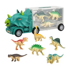 ALEENFOON Dinosaurier Transport LKW Spielzeug für Kinder, Triceratops Fahrzeugträger Auto Dinosaurier Figuren Dinosaurier Spielzeug für 3 4 5 6 7 8+ Jahre Alte Jungen Mädchen Kinder Geschenke
