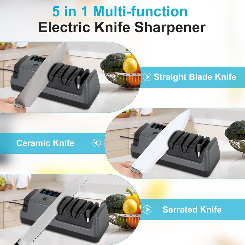 5 in 1 Electric Knife Sharpener with LCD Screen, 3