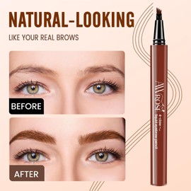AWROSE Eyebrow Pencil, 2 Pack 3D Microblading 4-Tip Eyebrow Pen, Magic Precise Waterproof Natural Eye Brow Pen with Hair Like Strokes, 4 Fork Tip Multi-Used Eye Brow Pencils for Women, Men