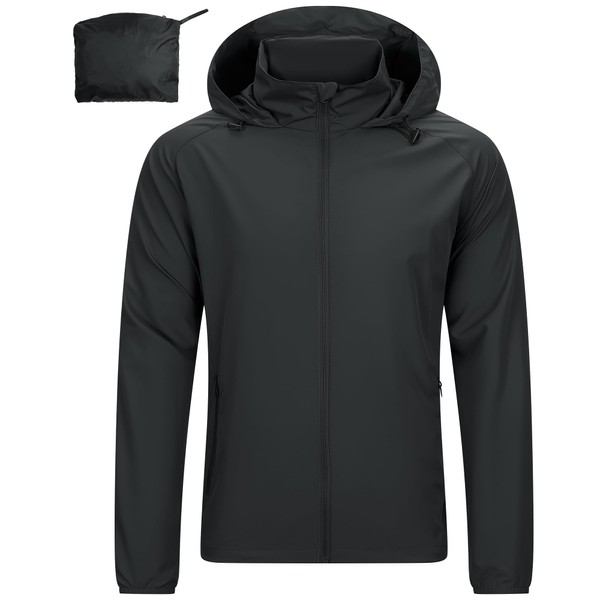 33,000ft Men's Rain Jacket Waterproof Lightweight Raincoat Packable Rain Shell