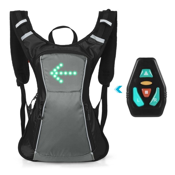 Lixada Reflective Cycling Backpack with Flashing LED IPX5 Waterproof USB Rechargeable Safety Light Bag Wireless Remote Control Bike Bag for Cycling, Running, Walking