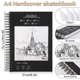 A4 Sketchbook - Premium Sketchbook with 50 Sheets/100 Pages, 200 gsm Drawing Pad, A4 Colouring Pad with Spiral Bound, Drawing Book for Artists & Designers, Ideal for Sketches & Notes