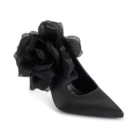 Karl Lagerfeld Paris Women's Savie Evening Fabric Flowers Pump, Black, 7.5