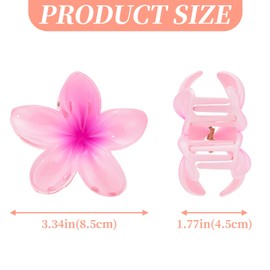 ZOUIQSS 4 Pieces Flower Hair Claw Clips, Hawaii Non-Slip Jaw Clips, Hair Styling Accessories for Women Girls, 8cm Strong Hold Large Claw Clips for Thick Hair(Style 2)