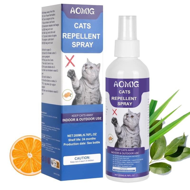Cat Deterrent Spray, Natural Cat Repellent Spray, Non-Toxic Anti-Scratch Deterrent