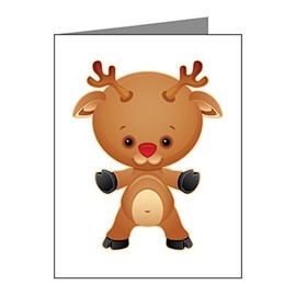 Truly Teague Note Cards (10 Pack) Christmas Cuties Rudolf the Red Nose Reindeer