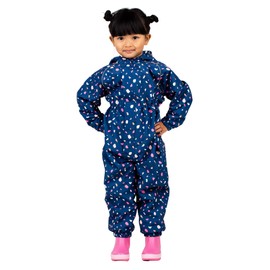 JAN & JUL Rain Suit for Toddler Girls, Waterproof with Hood (Puddle-Dry: Terrazzo, Size: 3 Years)