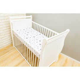 Amilian Fitted Sheet for Cot Bed, 60 x 120 cm, 70 x 140 cm, 100% Cotton, for Baby, Baby Bedding, 70 X 140 CM