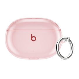 Aircawin for Beats Studio Buds Plus Case 2023 Clear, Beat Studio Bud Case Clear 2021,for Beats Buds Cover,Shockproof Soft TPU Skin with Carabiner-Pink