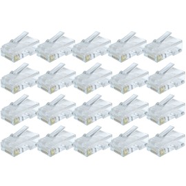 rhinocables - RJ45 Connectors | Cat5e Ethernet Plug Crimp Ends | Secure 8-Pin Design | Universal Compatibility | Easy Installation | Suitable for Network Applications, Gold, 20 Pack