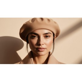 Women's Mens Wool Beret Hat - Classic French Style, Warm, and Fashionable Headwear for Fall and Winter - Elegant, Trendy & Comfortable Accessory in Various (Beige)