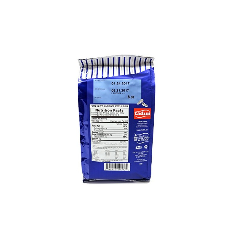 Tadim Sunflower Seeds 170 Gr / 6 Oz (Extra Salted,