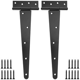 KOHAND 2 Pack 360mm T Strap Hinges, Shed Door T Hinges with Screws, Metal Gate Barn Door, Black Tee Hinge for Wood Gate, Barn, Fence, Garage, Windows
