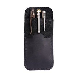 VIPERADE PJ22 Pocket Protector, Double Storage Pocket Protectors for Men, Pencils, Tools and Cards, Leather Pen Holder Organizer, Pen Pocket Protector for Shirts, Lab Coats, Pants, Pen Sleeve(Black)