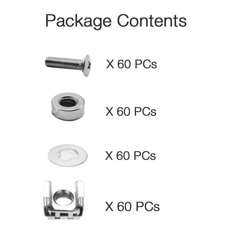 Lancher 60-Pack M6 x 16mm Screws and Cage Nuts for