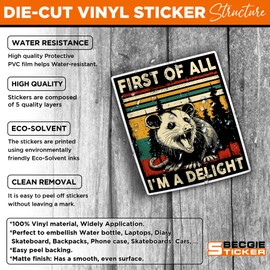 Set 3PCS 3 Inches - Polite But Feral Possum Sticker Meme Funny Opossum Possum Trash Can 3" Waterproof Vinyl Decal for Water Bottles, Tumbler, Laptop, Hard Hat, Car - Gifts for Kid, Girl, Boy