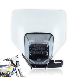 fewfuss Universal Dirt Bike LED Headlight - Motorcycle Pit Bike Headlight Kit - Dirtbike Front Head Lamp for Enduro Supermoto (White)