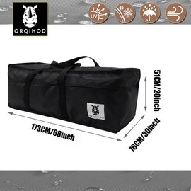 Orqihod Outdoor-Kissen-Aufbewahrungstasche, wasserdicht, extra große Tasche für Outdoor-Kissen, 420D, robuste Gartenmöbel, Kissen, Aufbewahrungstaschen mit Reißverschluss, 173 cm, Schwarz