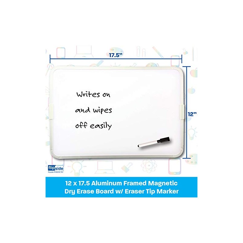 Flipside 2-Sided Magnetic Dry Erase Board with Marker, 12 x