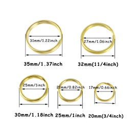 Bluemoona 10 Pcs - Brass Round Edged Keyring Keychain Split Ring 25mm 1" for Clip Key