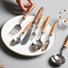 Uniturcky 16 PCS Stainless Steel Flatware Set with Wood Handle,