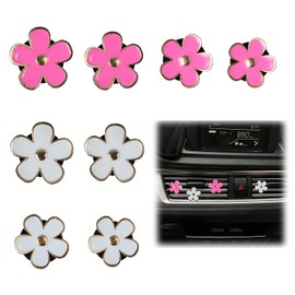 8 PCS Flower Vent Clips, Car Vent Clips, Vent Car Accessories Suitable for Women and Girls, Car Interior Decoration (White*4+Pink*4)