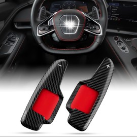 Real Carbon Fiber Paddle Shifter Compatible with Corvette C8 Z51 Z06 2020-2025,T-carbon Steering Wheel Shift Paddle, Carbon Fiber Steering Wheel Extensions,Car Refitting Decoration Accessories,Black