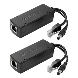 Leehitech 2 Pack 12V Gigabit PoE Splitter, Adapter von 48 V auf 12 V, IEEE 802.3af-konform, DC 5,5 mm x 2,1 mm, für Sicherheitskameras, IP Kameras, Wireless AP, VoIP Telefon