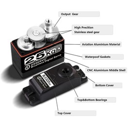 ANNIMOS 25kg/0.05s Brushless RC Servo Fast Steering Motor Digital Full Metal Gear Waterproof 180 Degree
