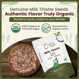 Organic Way Whole Milk Thistle Seeds (Silybum marianum) - Herbal Tea | European Wild-Harvest, Organic & Kosher Certified, Vegan, Non GMO & Gluten Free, USDA Certified, Origin - Albania (4 Oz)