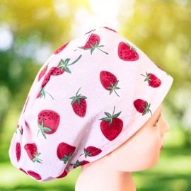Handmade EURO Style Scrub Strawberries Dots~ | Scrub Hats women| Surgical Cap