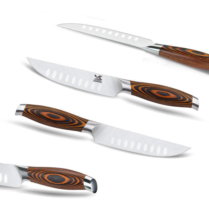 MSY BIGSUNNY Steak Knife Set, 4-Piece, German Steel 5-Inch Blade,
