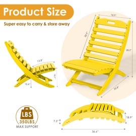 IVY&LANE Portable Xavier-Chairs Set of 2 | Folding-Adirondack-Chair | Wave | HDPE Plastic | Limited Edition | Yellow | All-Weather Resistant | for Outdoor Fire-Pit Patio Lawn Beach Poolside